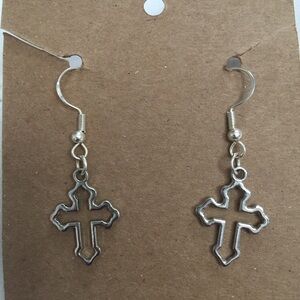 Silver Cross Dangle Earrings